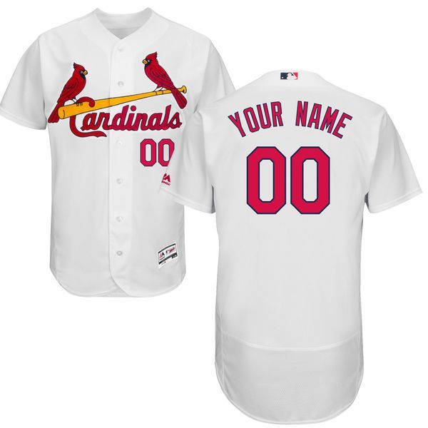 Men St. Louis Cardinals Majestic Home White Flex Base Authentic Collection Custom MLB Jersey->customized mlb jersey->Custom Jersey
